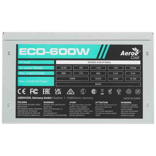 Блок питания AeroCool ECO 600W [ECO-600W]