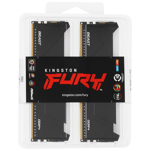 Оперативная память Kingston FURY Beast Black RGB [KF436C18BB2AK2/32] 32 ГБ