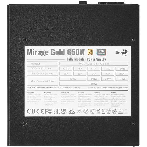 Блок питания Aerocool MIRAGE GOLD 650W [MIRAGE GOLD 650W]