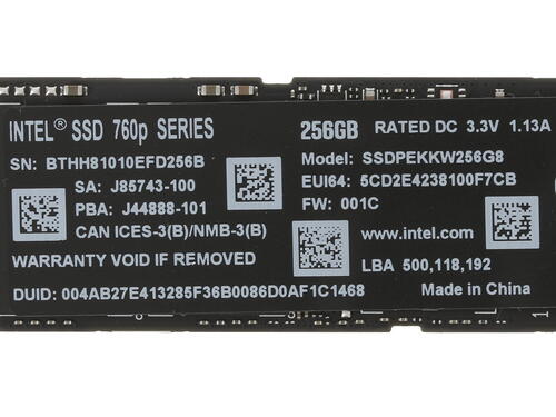 256 ГБ SSD M.2 накопитель Intel 760p Series [SSDPEKKW256G8XT]