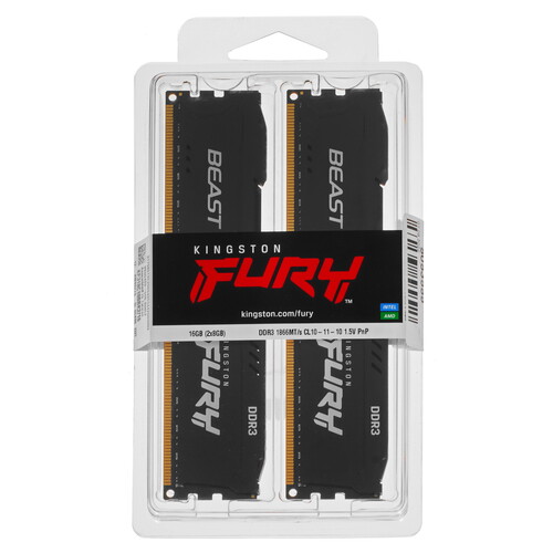 Оперативная память Kingston FURY Beast Black [KF318C10BBK2/16] 16 ГБ