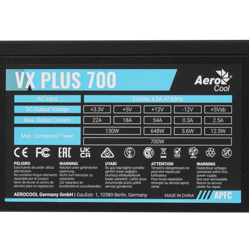 Блок питания AeroCool VX PLUS 700W [VX-700 PLUS]